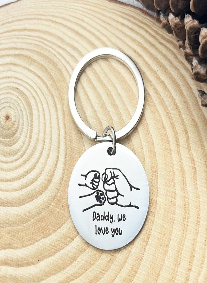 Dorla Cool Dad Birthday Gift Keychain Fist Bump with Paw Cute Keychain First Fathers Day Key Ring Best Daddy Gifts Ideas for Husband (one Child one pet) - Image 5